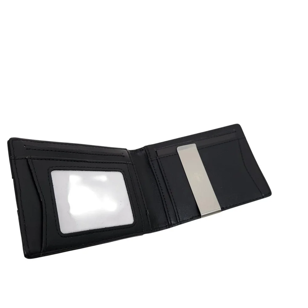 TRAVANDO Money Clip Wallet Mens Black Bifold Slim ID Window Travel Card Case